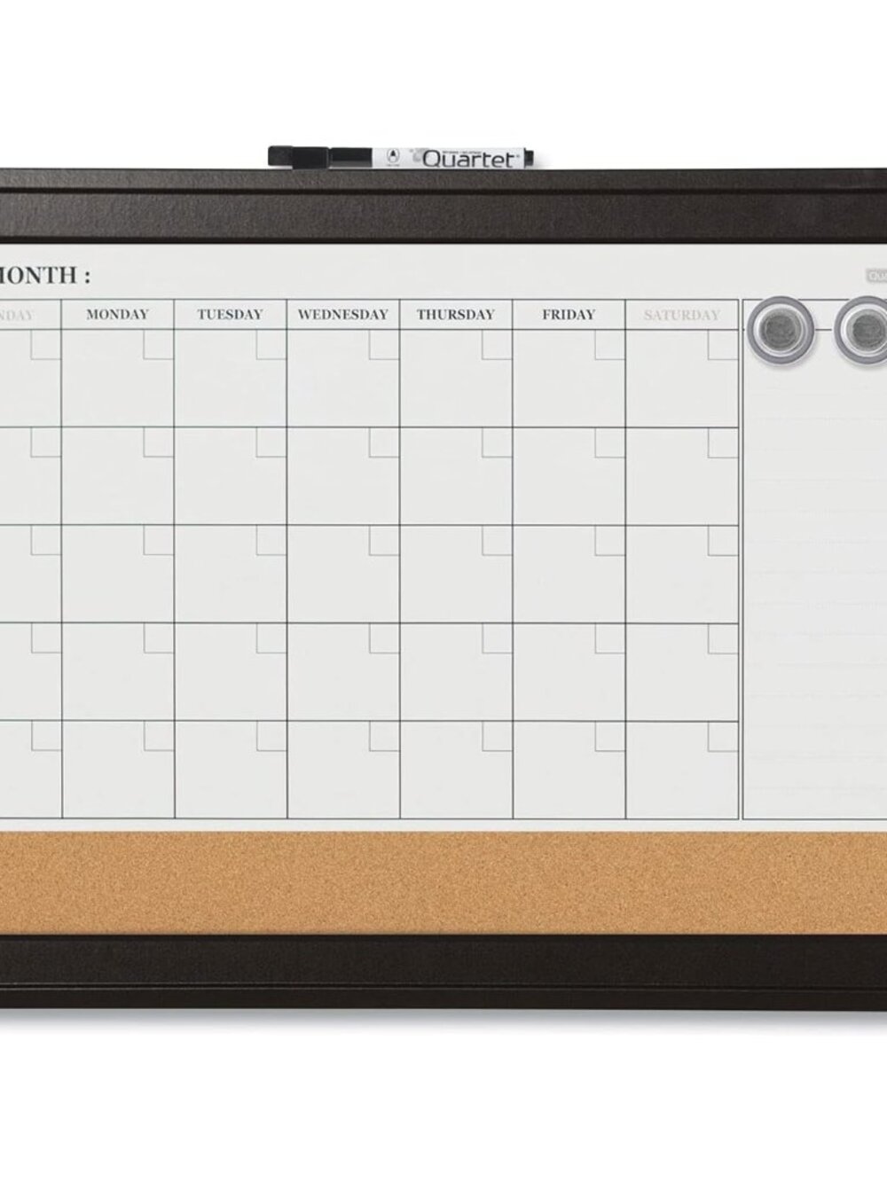 Combination Magnetic Whiteboard Calendar & Corkboard, 17" x 23" Combo Dry Erase